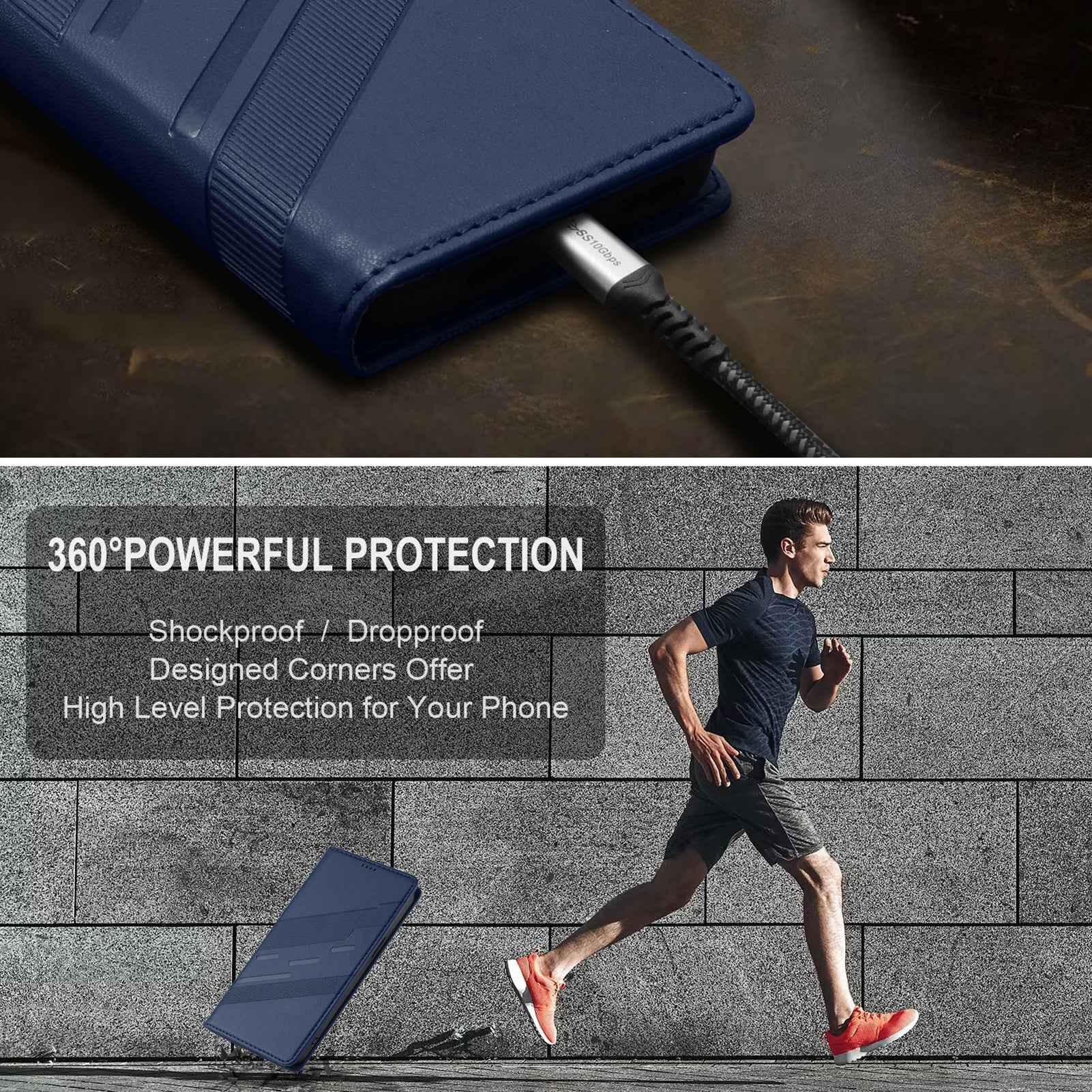For Samsung Galaxy A57 5G Phone Cases Punk Style Imprinted Wallet Stand Leather Cover - Dark Blue