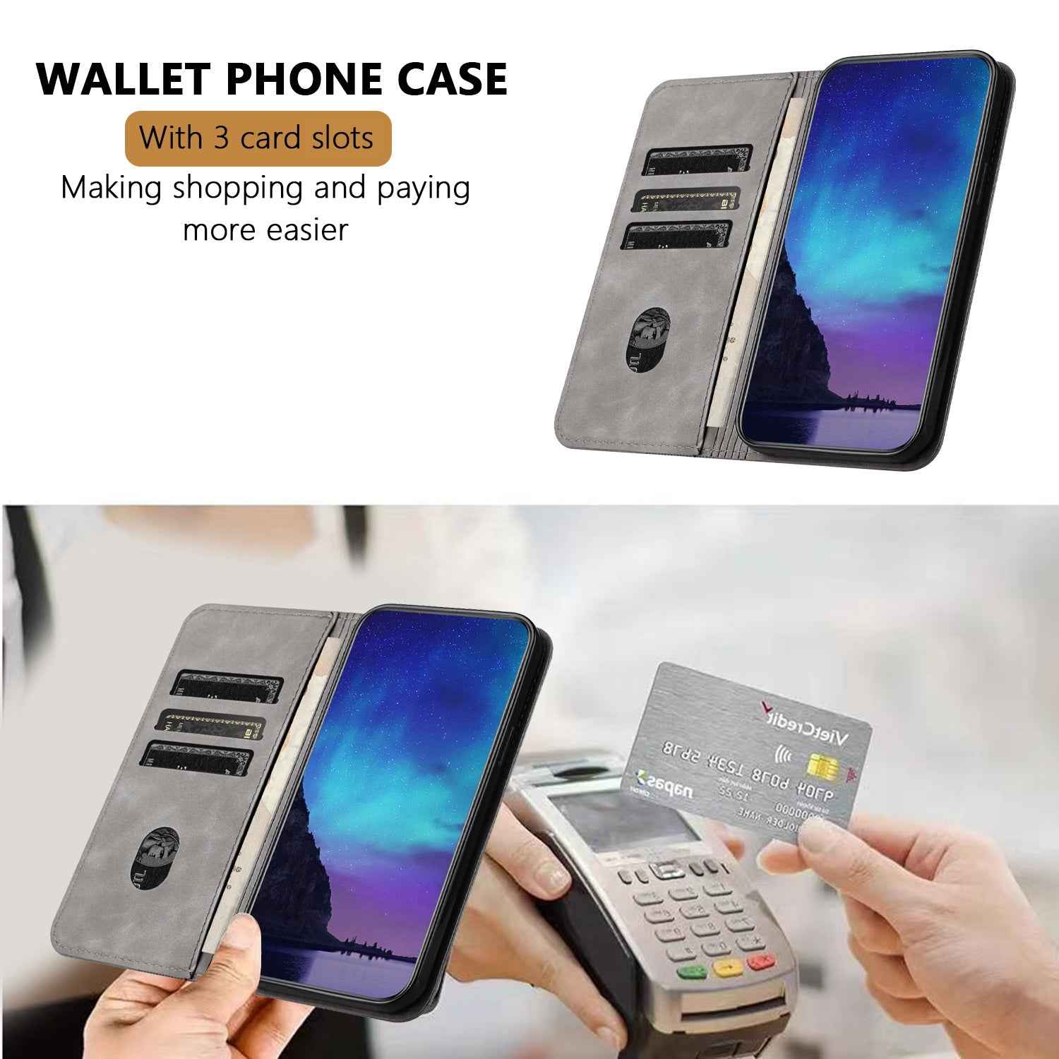 For Samsung Galaxy A57 5G Phone Cover Skin-touch Feel Leather Wallet Case with Stand - Grey