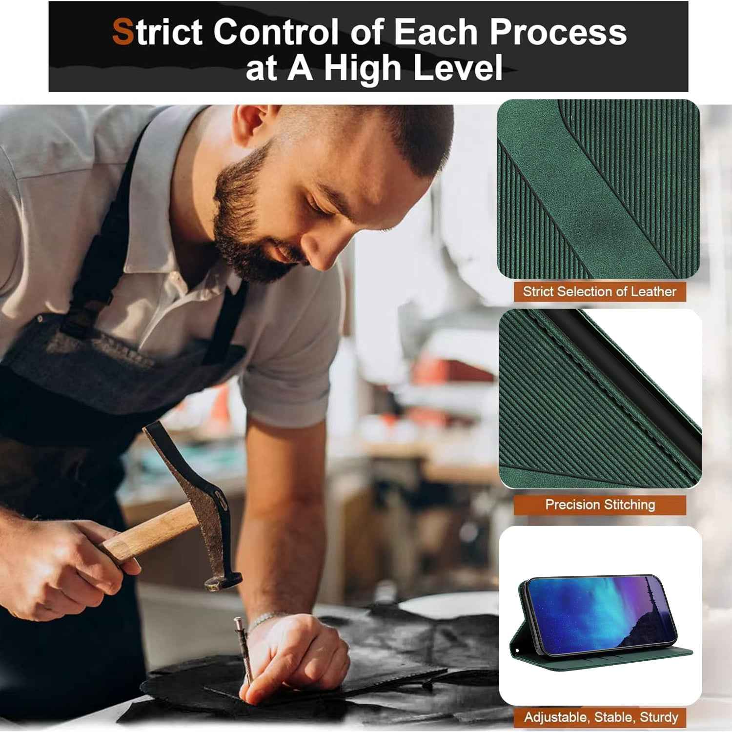 For Samsung Galaxy A57 5G Phone Cover Skin-touch Feel Leather Wallet Case with Stand - Green