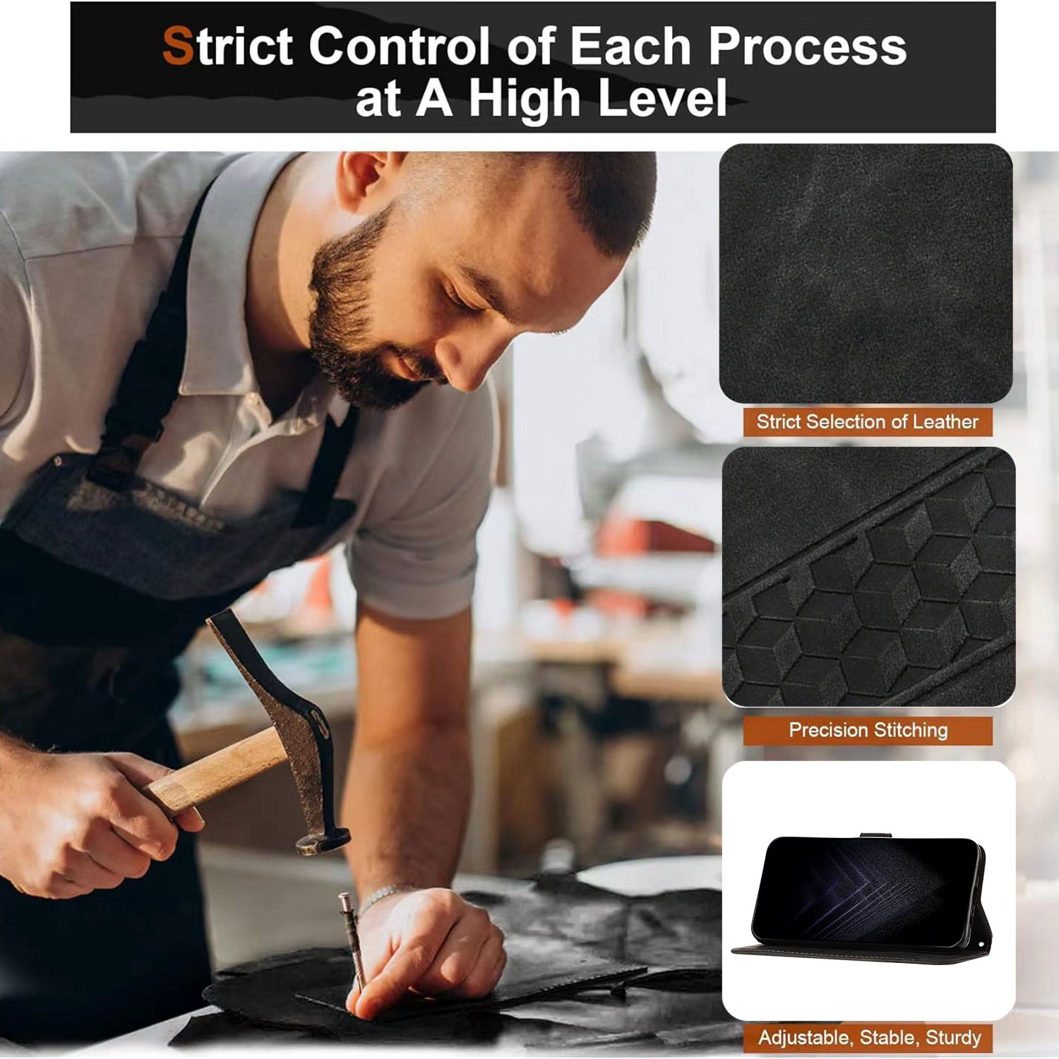 For Samsung Galaxy A57 5G Leather Case 7-Shaped Pattern Wallet Stand Shockproof Phone Cover - Black