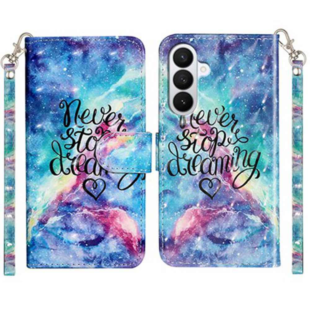 For Samsung Galaxy A57 5G Wallet Case 3D Pattern Printed Leather Phone Cover with Strap - Starry Sky