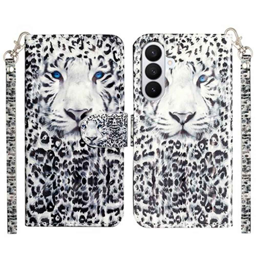 For Samsung Galaxy A57 5G Wallet Case 3D Pattern Printed Leather Phone Cover with Strap - Leopard