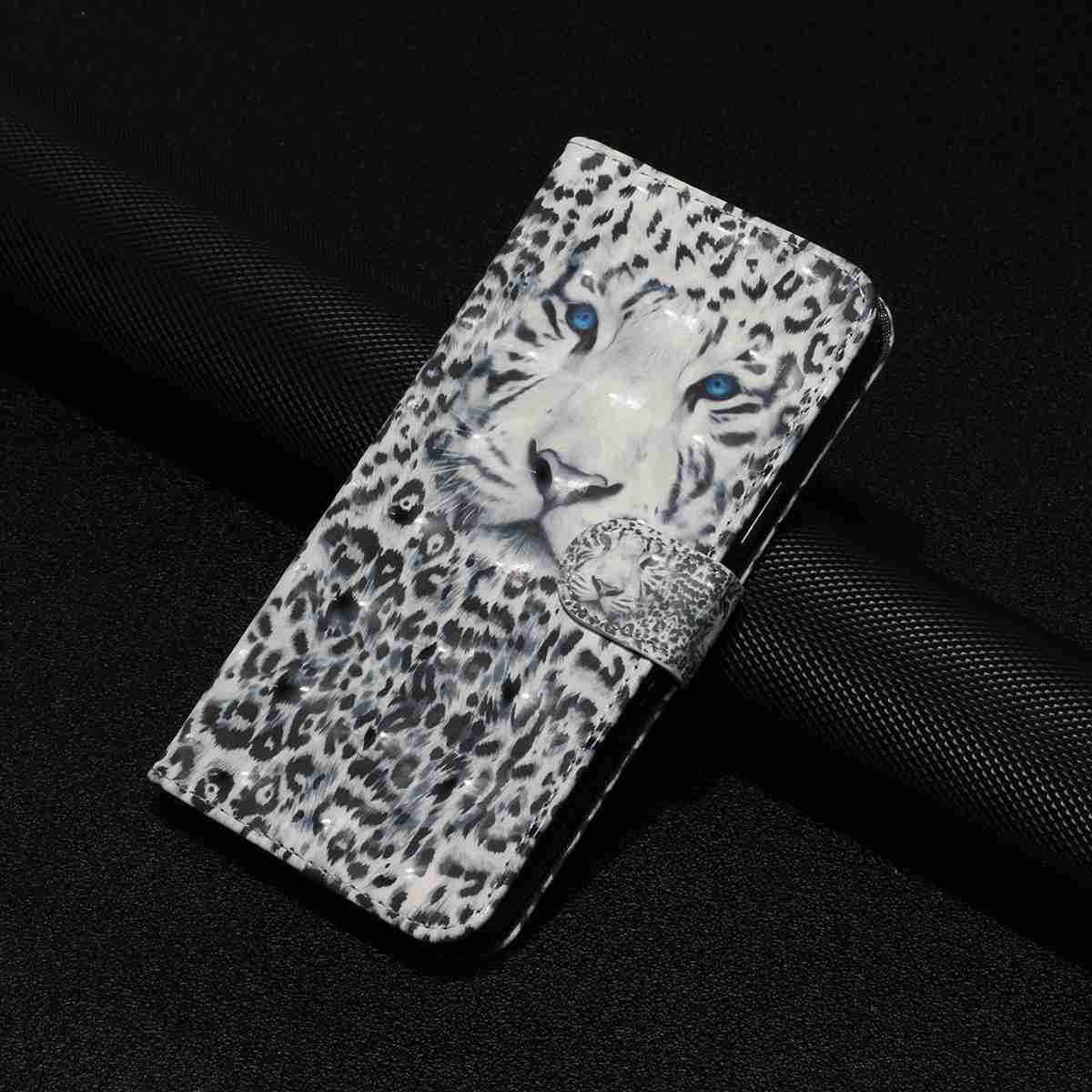 For Samsung Galaxy A57 5G Wallet Case 3D Pattern Printed Leather Phone Cover with Strap - Leopard