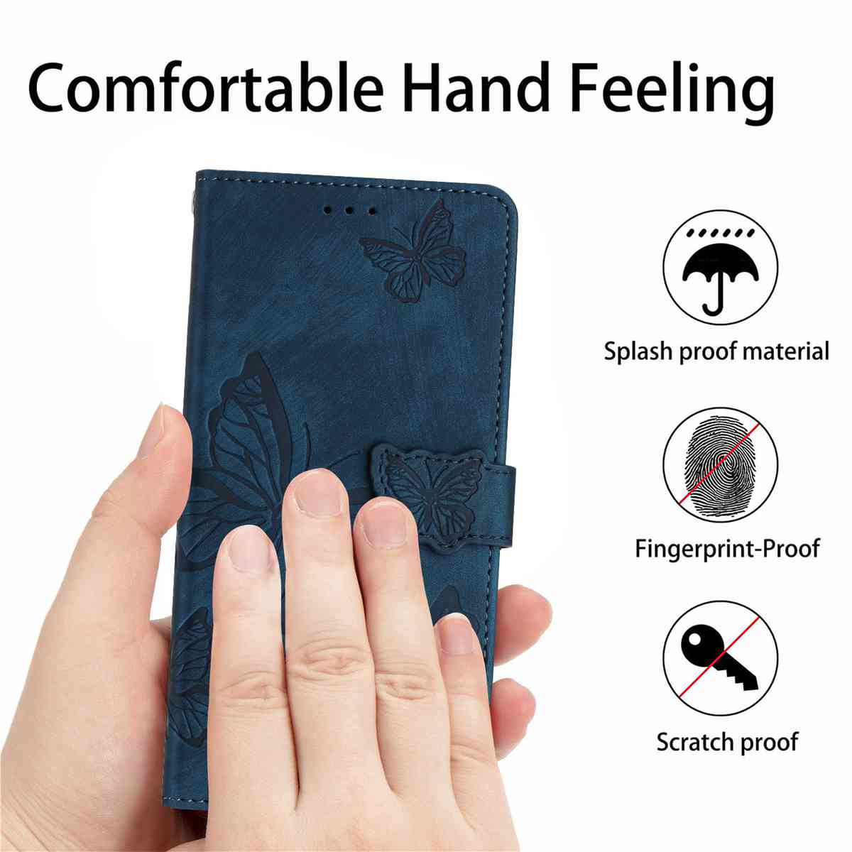 For Xiaomi Redmi Note 15 4G (Global) / Xiaomi Poco M8 5G / Xiaomi Redmi Note 15 5G (Global) Case Butterfly Design Flip Wallet Leather Phone Cover Skin-Touch - Blue