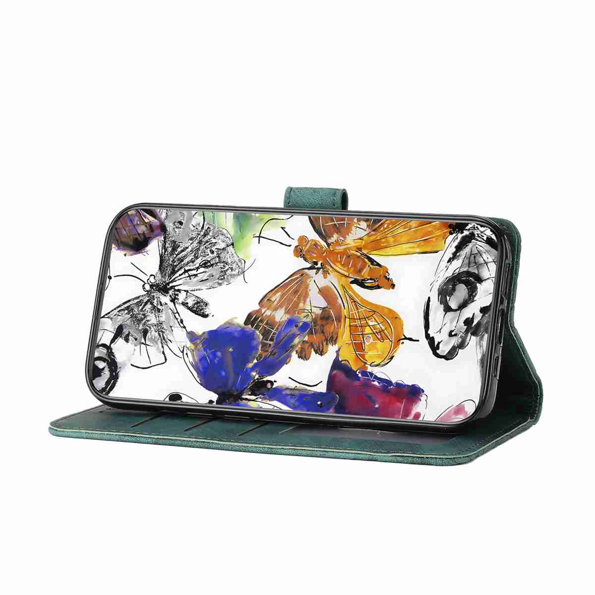 For Xiaomi Redmi Note 15 4G (Global) / Xiaomi Poco M8 5G / Xiaomi Redmi Note 15 5G (Global) Case Butterfly Design Flip Wallet Leather Phone Cover Skin-Touch - Green