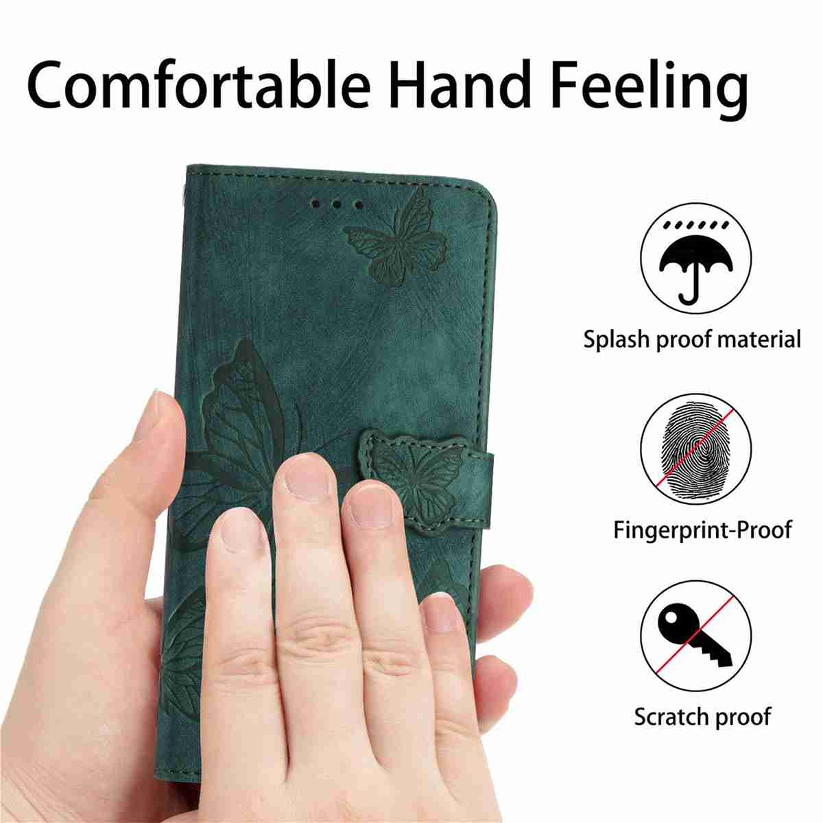 For Xiaomi Redmi Note 15 4G (Global) / Xiaomi Poco M8 5G / Xiaomi Redmi Note 15 5G (Global) Case Butterfly Design Flip Wallet Leather Phone Cover Skin-Touch - Green