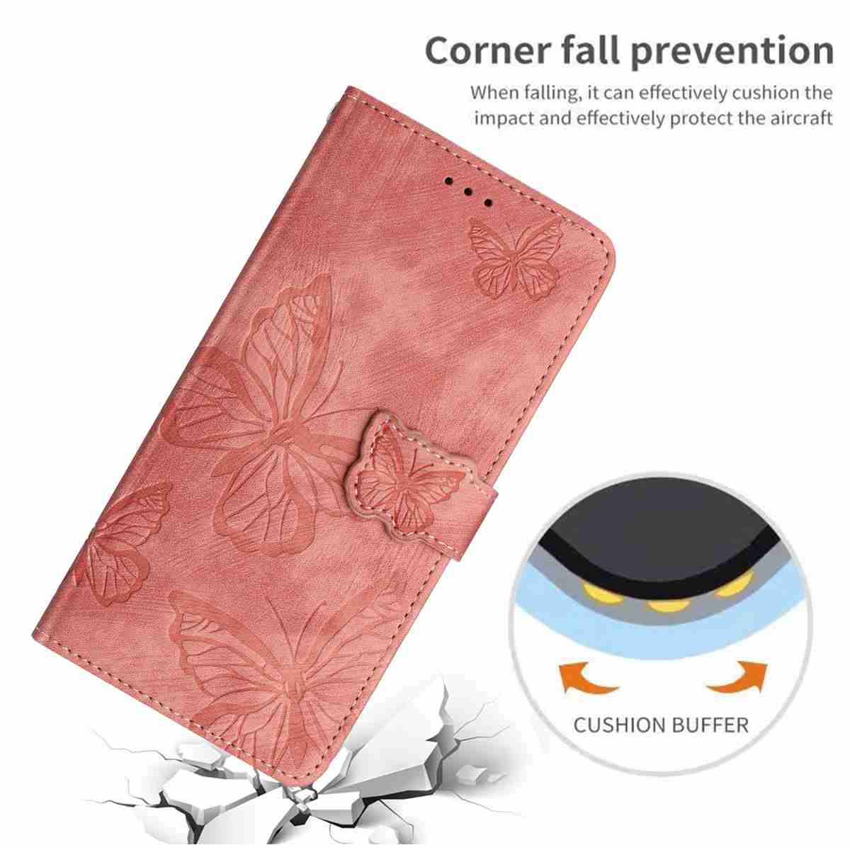 For Xiaomi Poco M8 Pro 5G / Xiaomi Redmi Note 15 Pro+ 5G (Global) Case Butterfly Design Flip Wallet Leather Phone Cover Skin-Touch - Pink