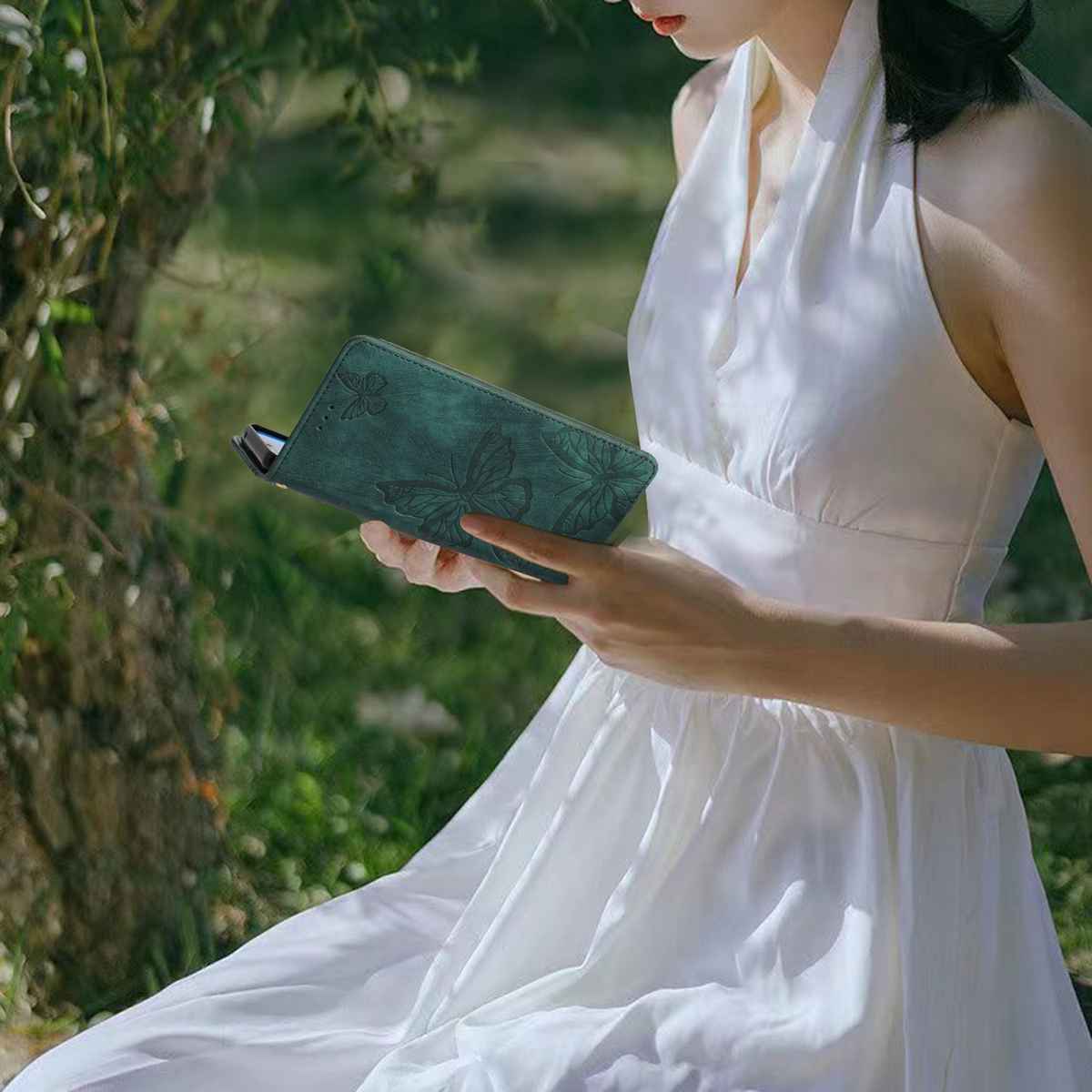 For Xiaomi Poco M8 Pro 5G / Xiaomi Redmi Note 15 Pro+ 5G (Global) Case Butterfly Design Flip Wallet Leather Phone Cover Skin-Touch - Green