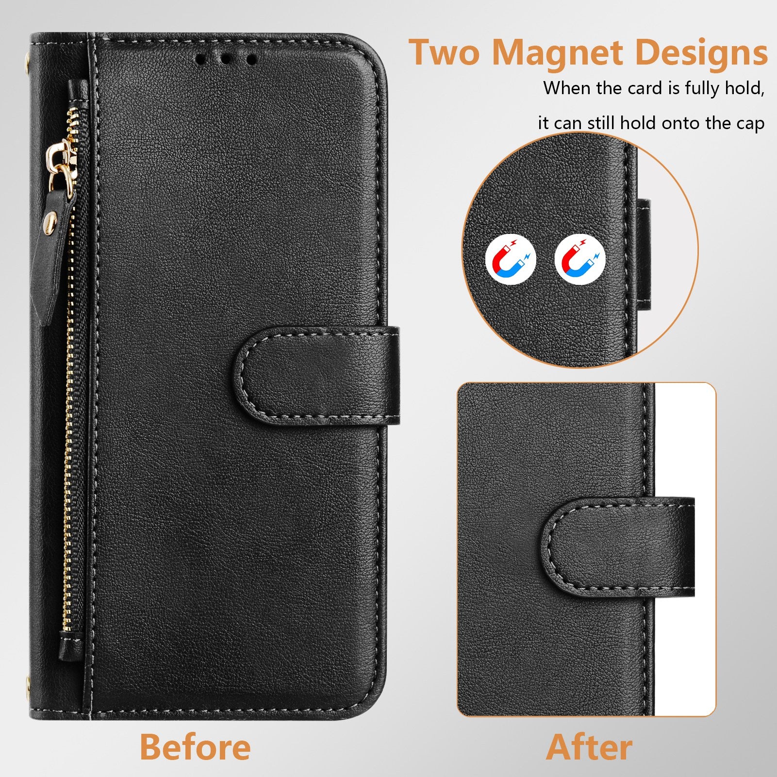 For Xiaomi Redmi Note 15 Pro 4G (Global) Case Zipper Pocket Multiple Card Slots Leather Phone Cover - Black