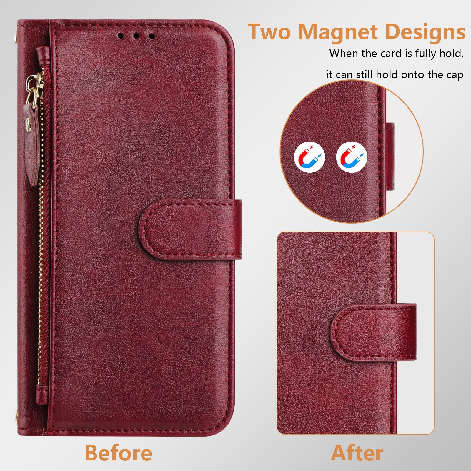 For Xiaomi Redmi Note 15 Pro 4G (Global) Case Zipper Pocket Multiple Card Slots Leather Phone Cover - Red