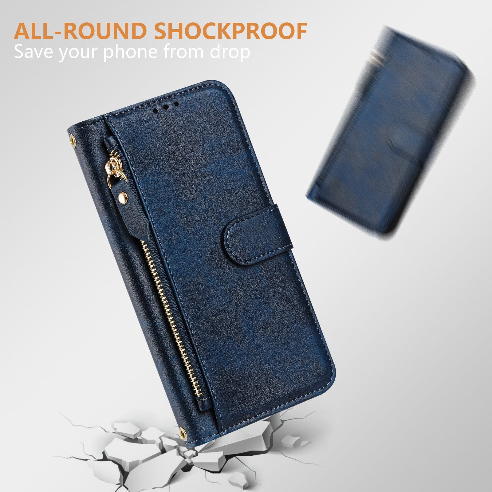 For Xiaomi Redmi Note 15 Pro 4G (Global) Case Zipper Pocket Multiple Card Slots Leather Phone Cover - Blue