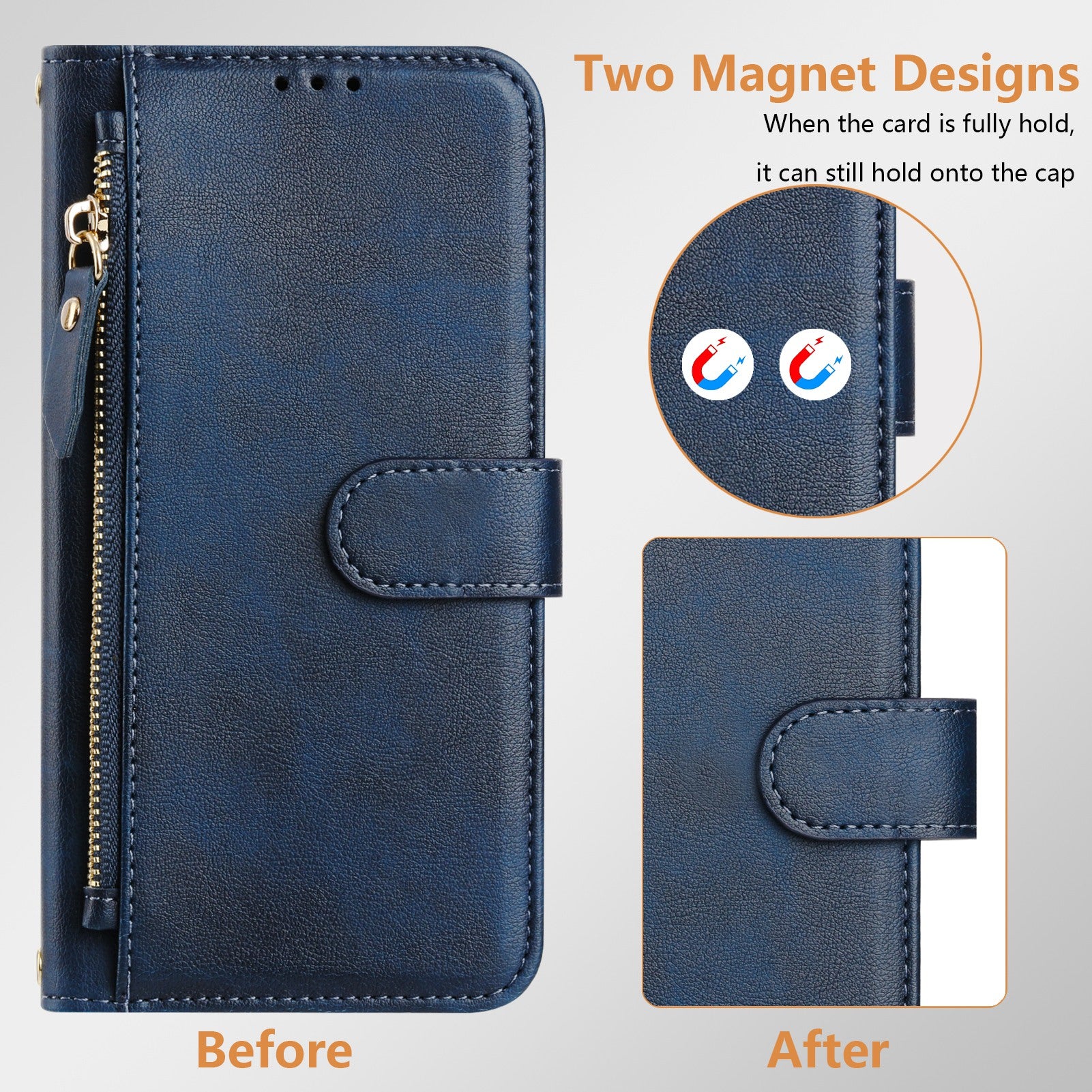 For Xiaomi Redmi Note 15 Pro 4G (Global) Case Zipper Pocket Multiple Card Slots Leather Phone Cover - Blue