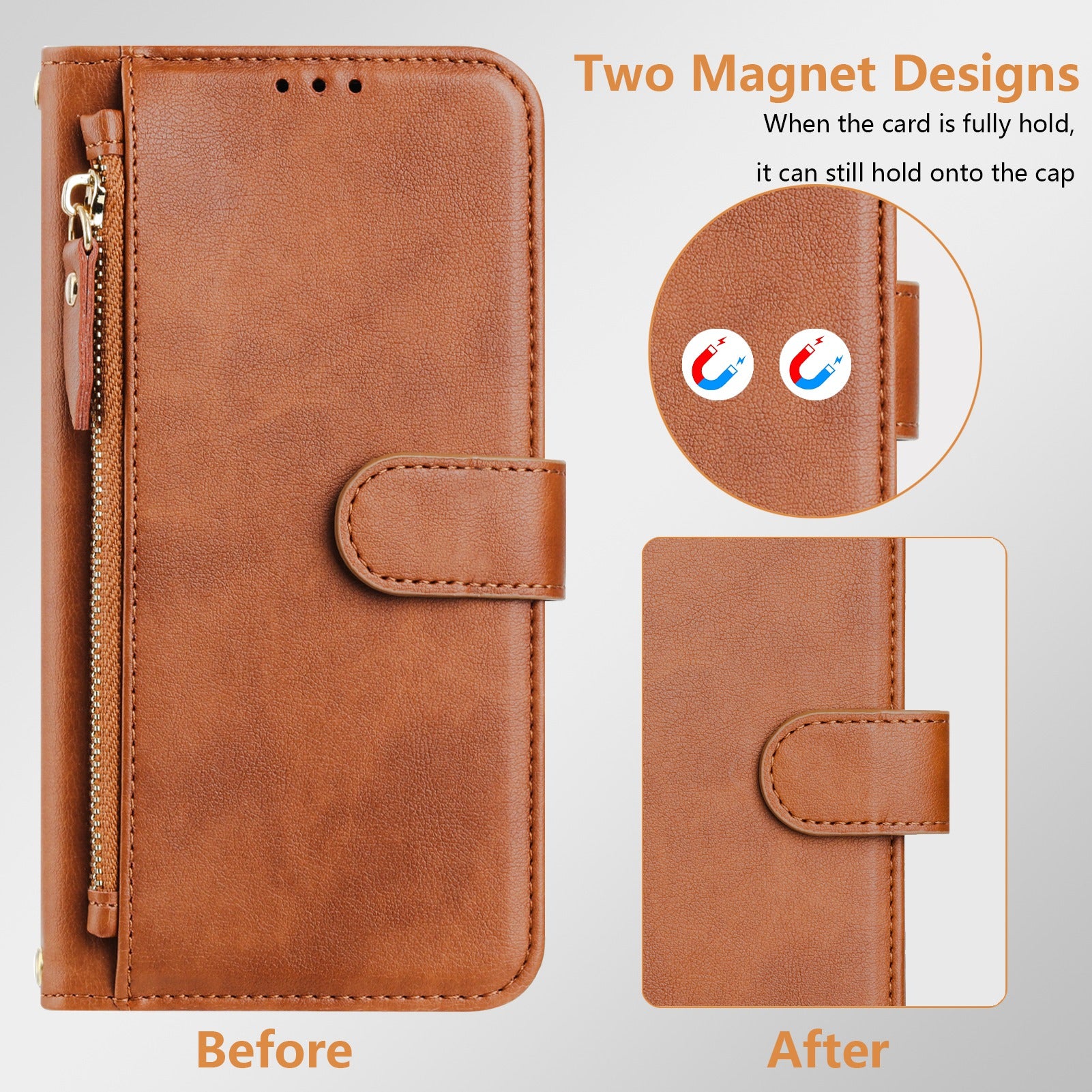 For Xiaomi Redmi Note 15 Pro 4G (Global) Case Zipper Pocket Multiple Card Slots Leather Phone Cover - Brown