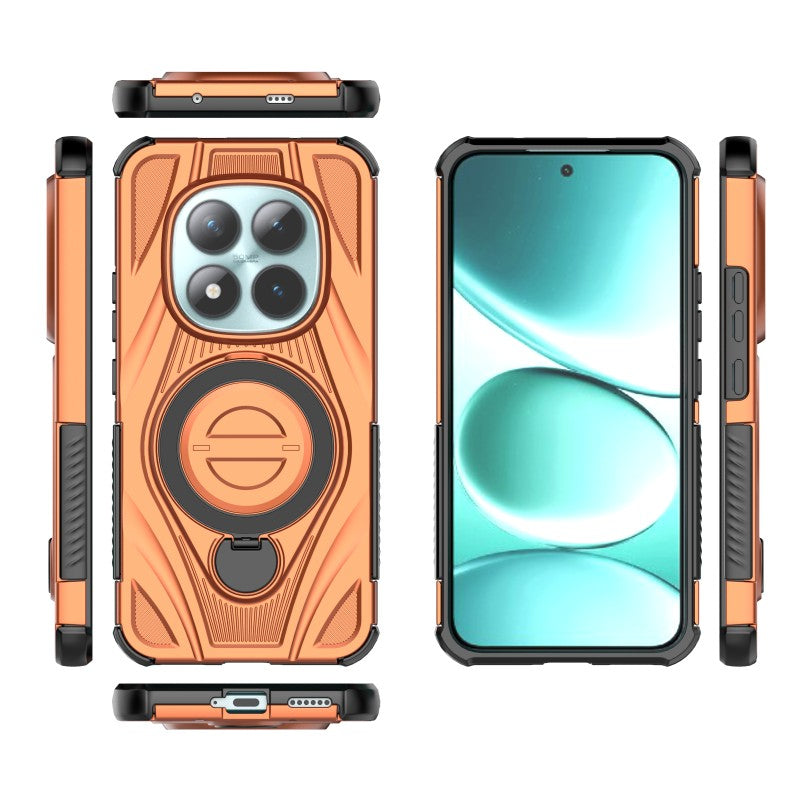 For Xiaomi Redmi Note 15 Pro+ 5G (Global) / Xiaomi Poco M8 Pro 5G WANLONFENG XH Series Kickstand Case with Screen Film, Drop Proof PC TPU Phone Cover - Orange