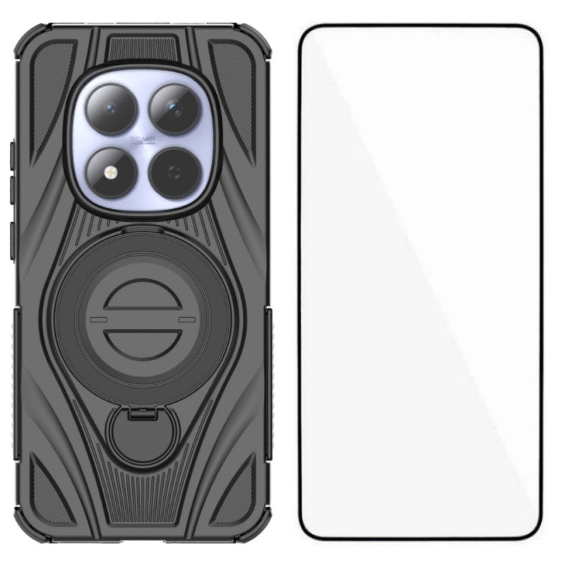 For Xiaomi Redmi Note 15 Pro+ 5G (Global) / Xiaomi Poco M8 Pro 5G WANLONFENG XH Series Kickstand Case with Screen Film, Drop Proof PC TPU Phone Cover - Black