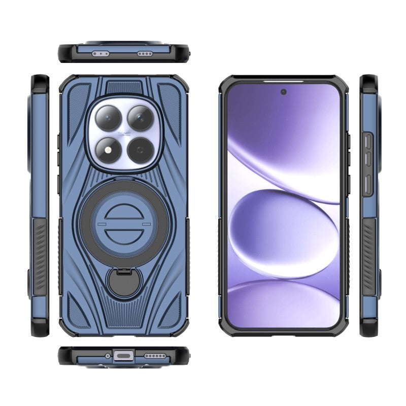 For Xiaomi Redmi Note 15 Pro 5G (Global) WANLONFENG XH Series Kickstand Case with Screen Film, Drop Proof PC TPU Phone Cover - Sapphire