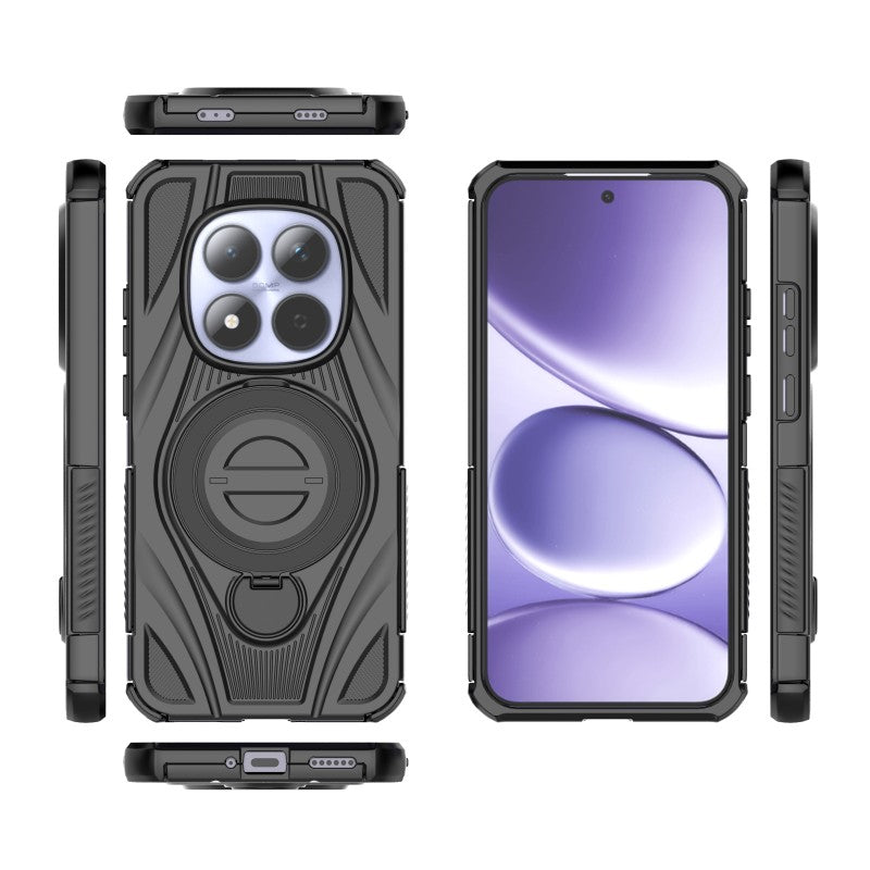 For Xiaomi Redmi Note 15 Pro 5G (Global) WANLONFENG XH Series Kickstand Case with Screen Film, Drop Proof PC TPU Phone Cover - Black