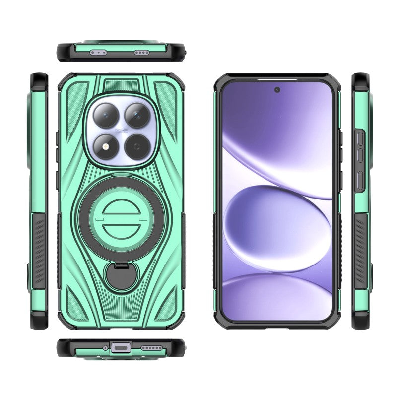 For Xiaomi Redmi Note 15 Pro 5G (Global) WANLONFENG XH Series Kickstand Case with Screen Film, Drop Proof PC TPU Phone Cover - Green