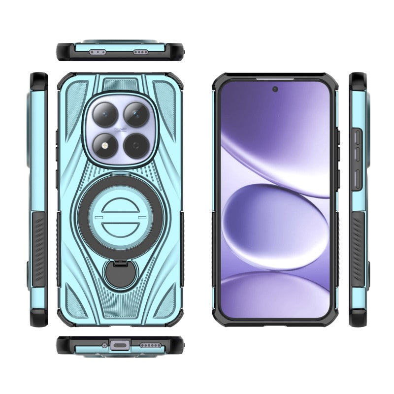 For Xiaomi Redmi Note 15 Pro 5G (Global) WANLONFENG XH Series Kickstand Case with Screen Film, Drop Proof PC TPU Phone Cover - Baby Blue