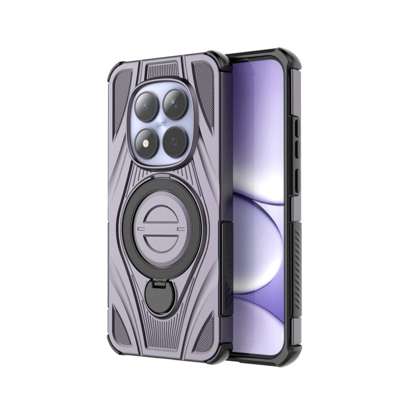 For Xiaomi Redmi Note 15 Pro 5G (Global) WANLONFENG XH Series Kickstand Case with Screen Film, Drop Proof PC TPU Phone Cover - Purple