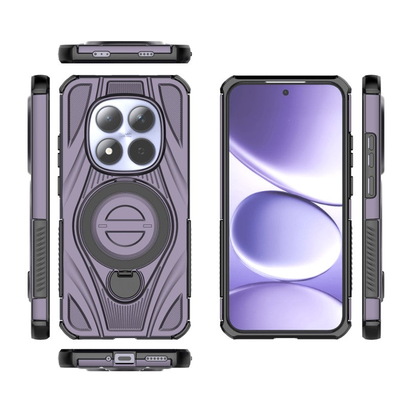 For Xiaomi Redmi Note 15 Pro 5G (Global) WANLONFENG XH Series Kickstand Case with Screen Film, Drop Proof PC TPU Phone Cover - Purple