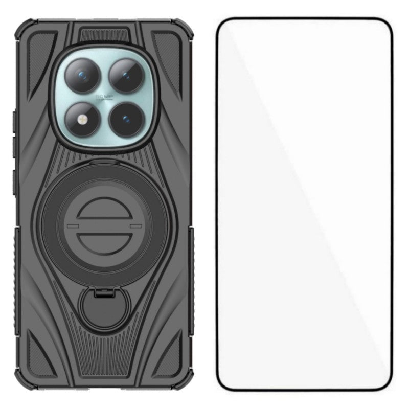 For Xiaomi Redmi Note 15 5G (Global) / Xiaomi Poco M8 5G WANLONFENG XH Series Kickstand Case with Screen Film, Drop Proof PC TPU Phone Cover - Black
