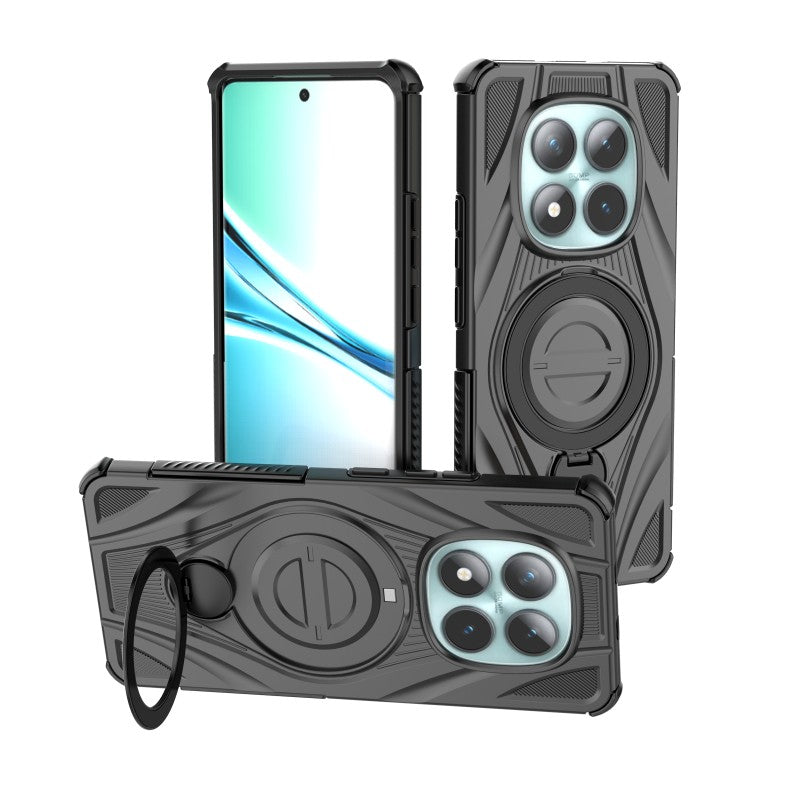 For Xiaomi Redmi Note 15 5G (Global) / Xiaomi Poco M8 5G WANLONFENG XH Series Kickstand Case with Screen Film, Drop Proof PC TPU Phone Cover - Black