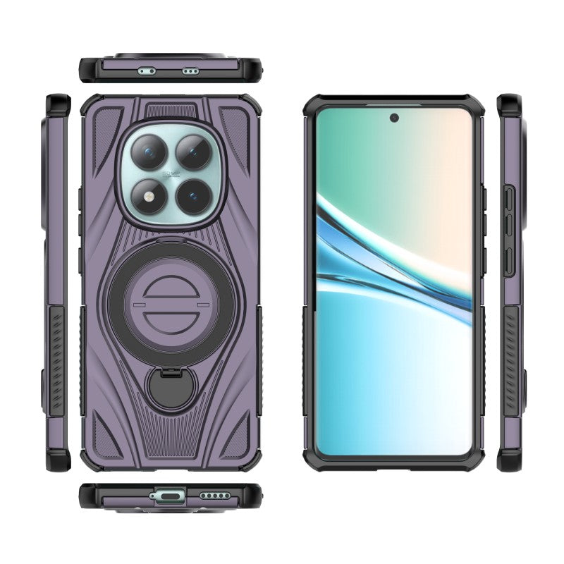 For Xiaomi Redmi Note 15 5G (Global) / Xiaomi Poco M8 5G WANLONFENG XH Series Kickstand Case with Screen Film, Drop Proof PC TPU Phone Cover - Purple