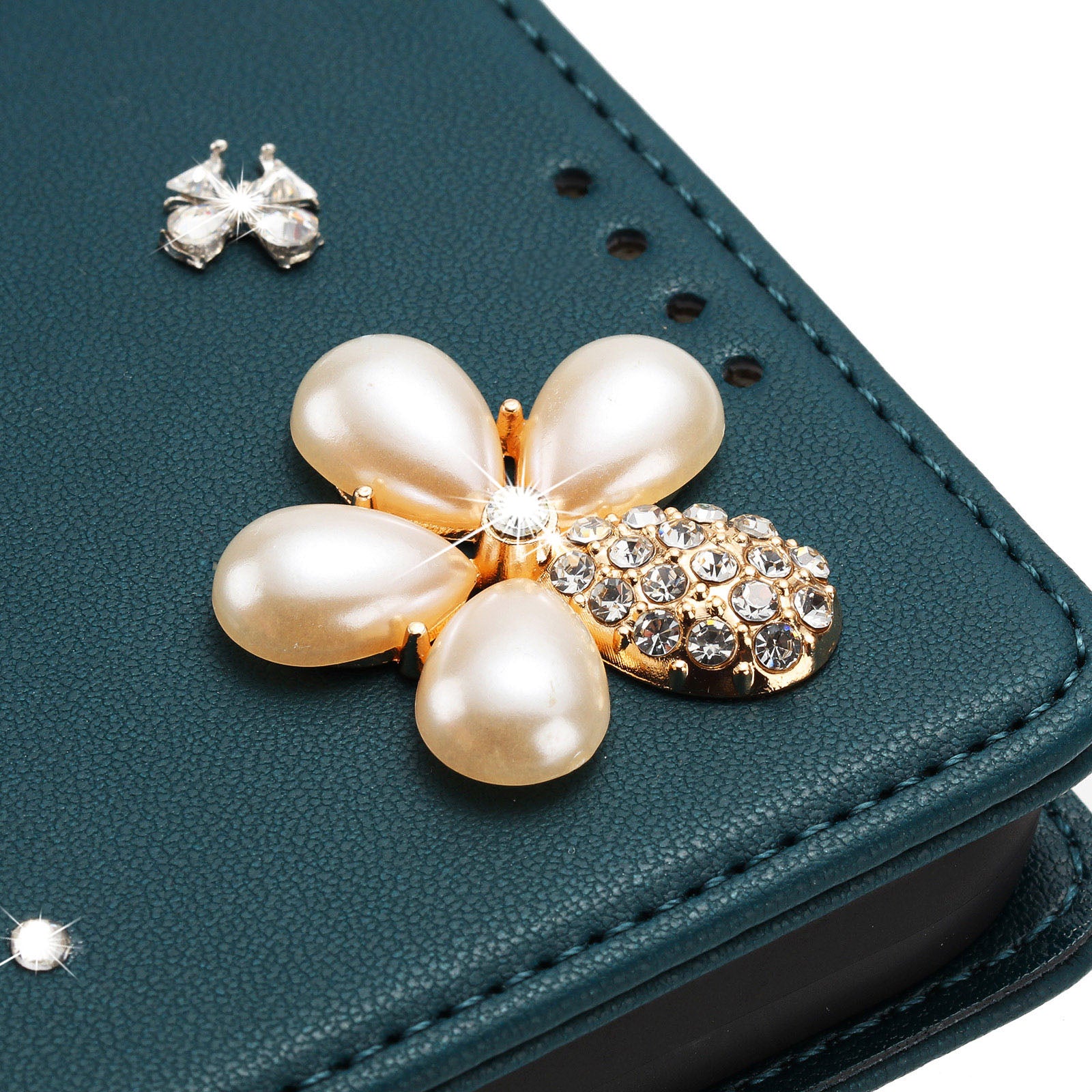 For Xiaomi Redmi Note 15 Pro 4G (Global) Leather Case RFID Blocking Wallet Stand Rhinestones Ballet Dancer Flip Phone Cover - Green