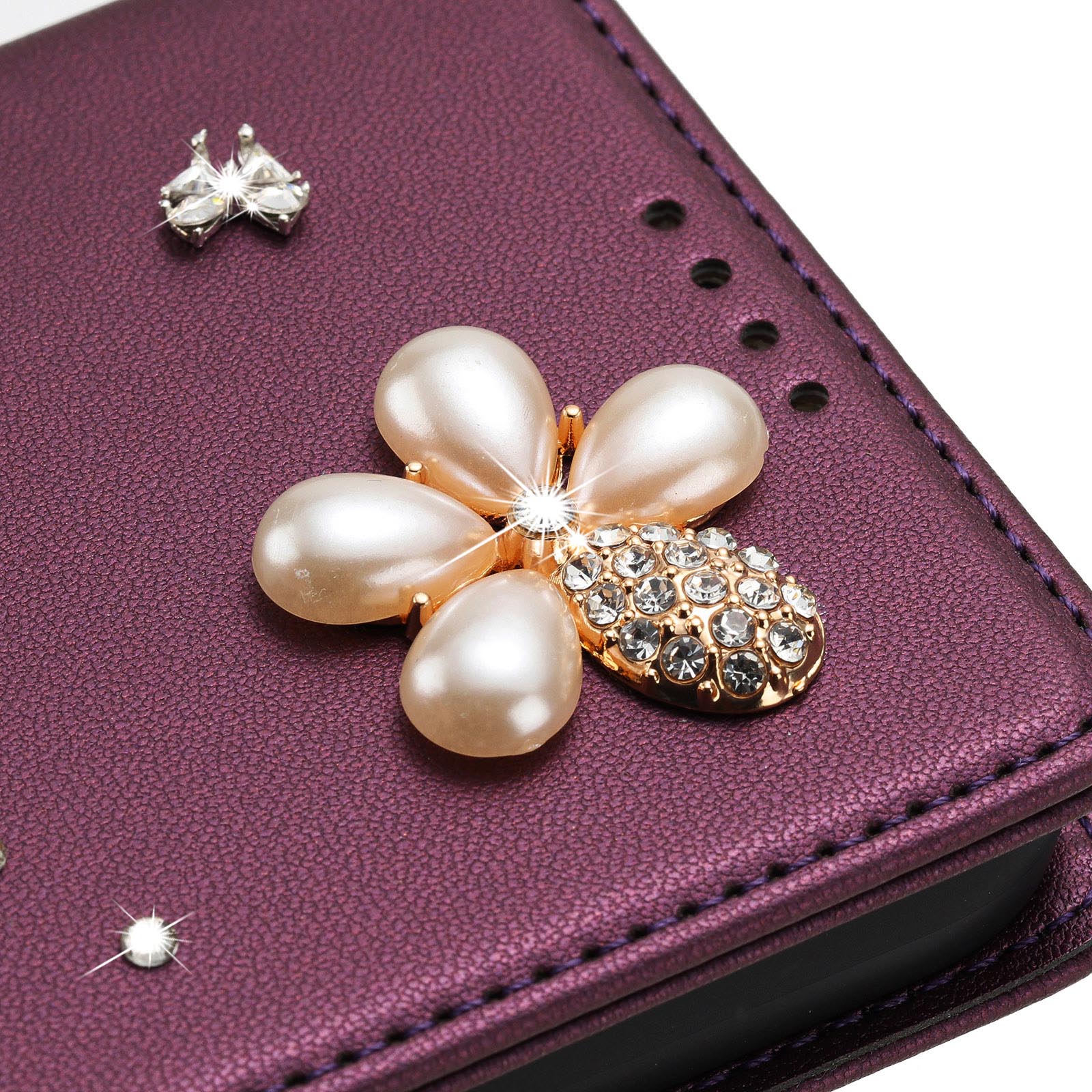 For Xiaomi Redmi Note 15 4G (Global) / Xiaomi Poco M8 5G / Xiaomi Redmi Note 15 5G (Global) Leather Case RFID Blocking Wallet Stand Rhinestones Ballet Dancer Flip Phone Cover - Violet