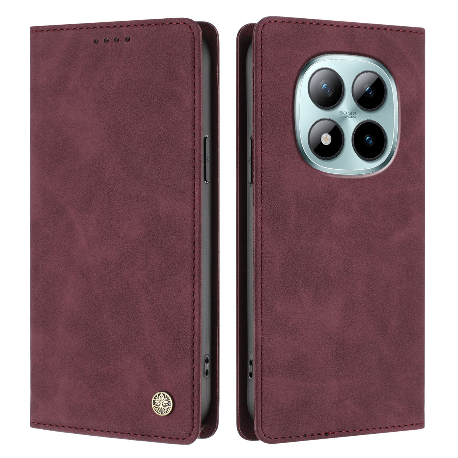 For Xiaomi Poco M8 Pro 5G / Xiaomi Redmi Note 15 Pro+ 5G (Global) Case HX RFID Blocking Wallet Stand Leather Flip Phone Cover - Wine Red