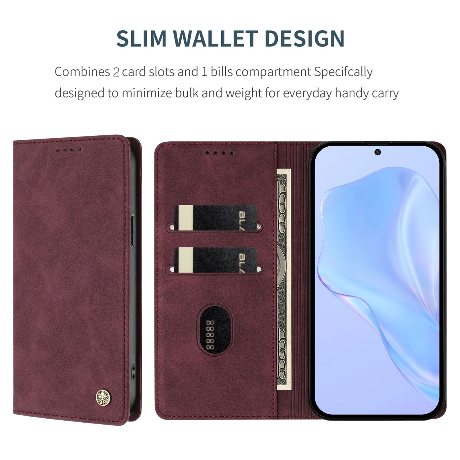 For Xiaomi Poco M8 Pro 5G / Xiaomi Redmi Note 15 Pro+ 5G (Global) Case HX RFID Blocking Wallet Stand Leather Flip Phone Cover - Wine Red