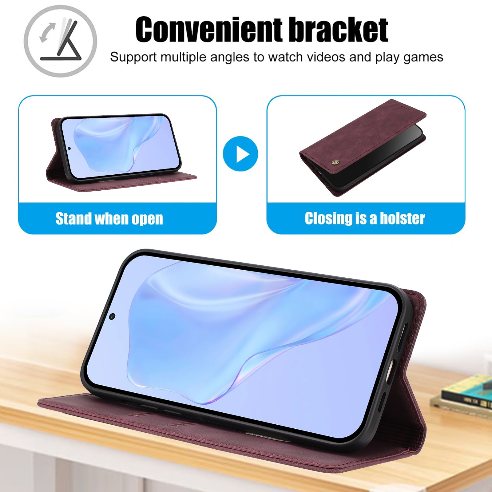 For Xiaomi Poco M8 Pro 5G / Xiaomi Redmi Note 15 Pro+ 5G (Global) Case HX RFID Blocking Wallet Stand Leather Flip Phone Cover - Wine Red