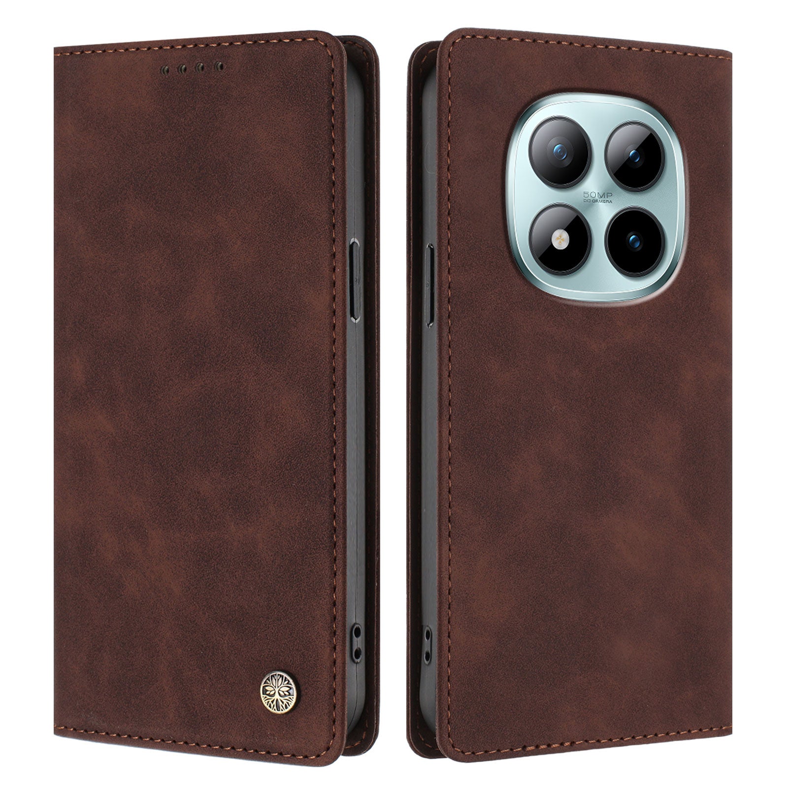 For Xiaomi Poco M8 Pro 5G / Xiaomi Redmi Note 15 Pro+ 5G (Global) Case HX RFID Blocking Wallet Stand Leather Flip Phone Cover - Brown