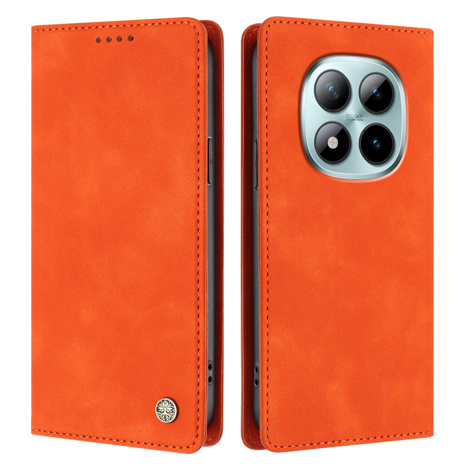 For Xiaomi Poco M8 Pro 5G / Xiaomi Redmi Note 15 Pro+ 5G (Global) Case HX RFID Blocking Wallet Stand Leather Flip Phone Cover - Orange