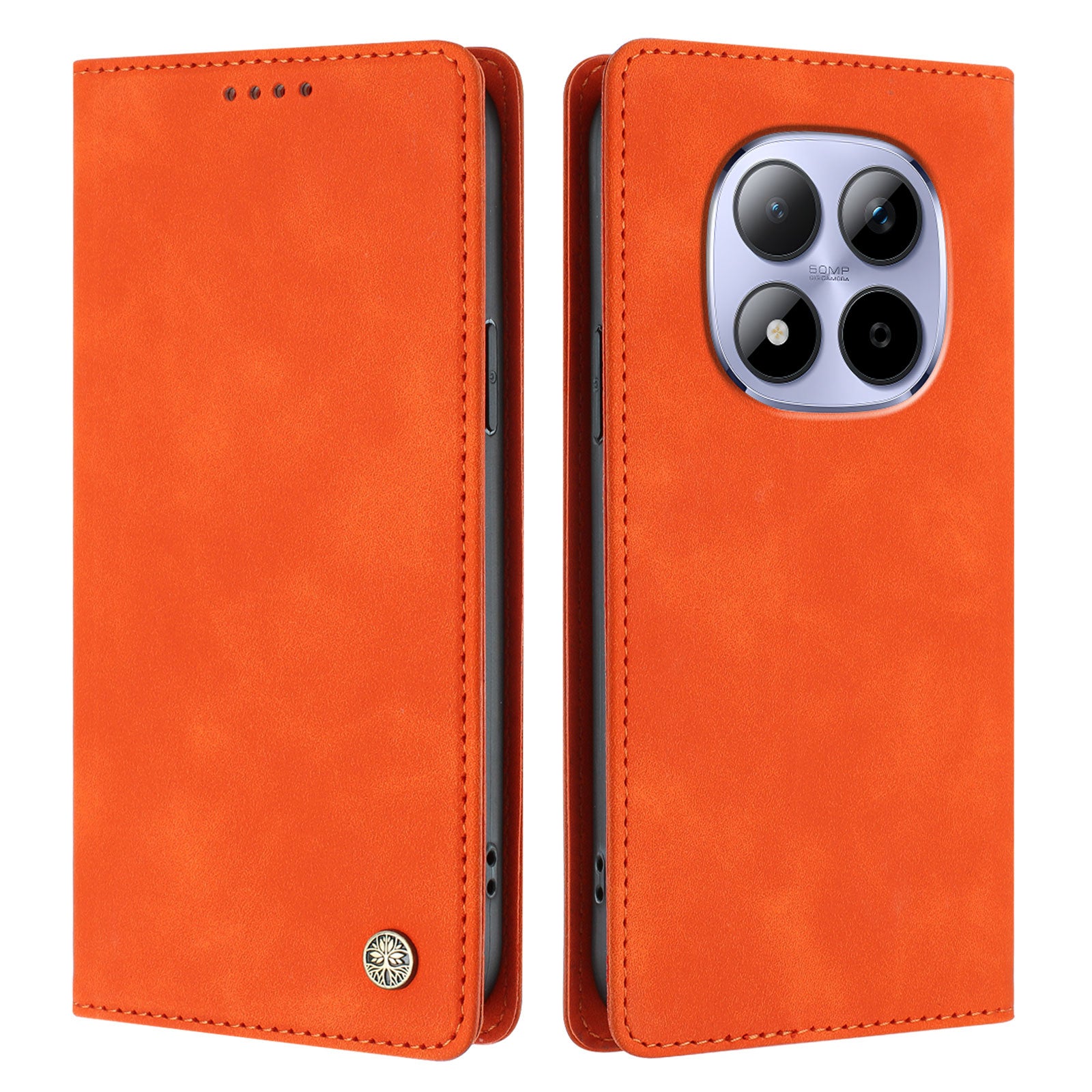 For Xiaomi Redmi Note 15 Pro 4G (Global) Case HX RFID Blocking Wallet Stand Leather Flip Phone Cover - Orange