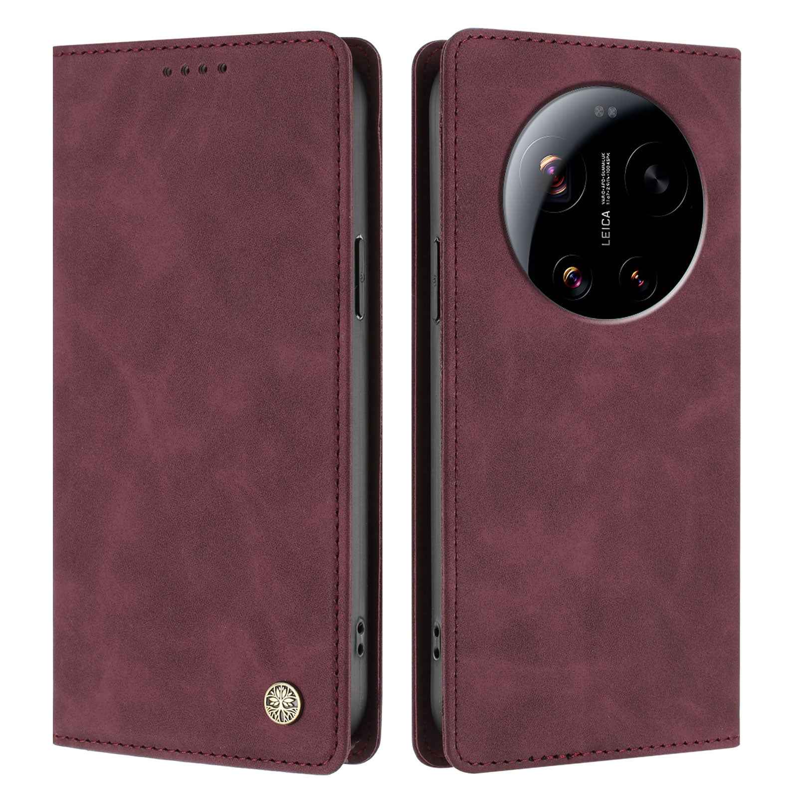 For Xiaomi 17 Ultra 5G Case HX RFID Blocking Wallet Stand Leather Flip Phone Cover - Wine Red