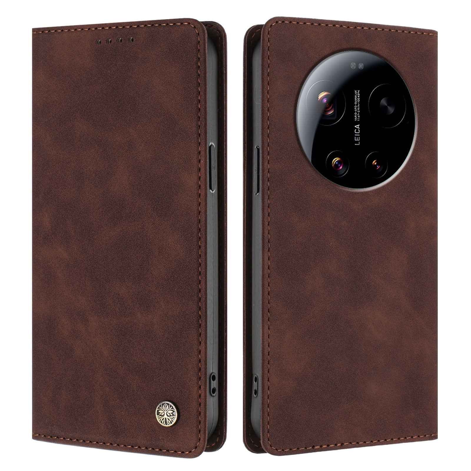 For Xiaomi 17 Ultra 5G Case HX RFID Blocking Wallet Stand Leather Flip Phone Cover - Brown