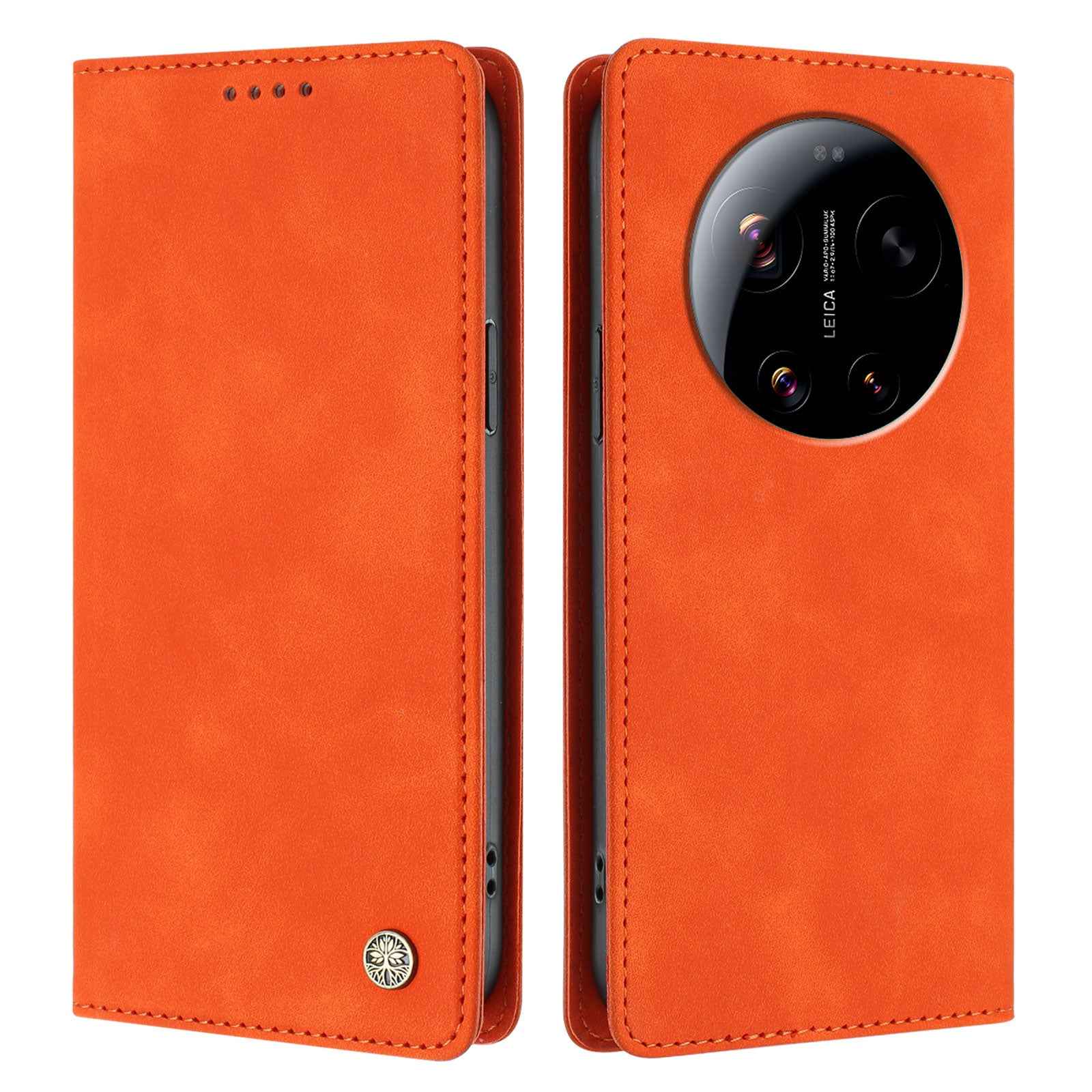 For Xiaomi 17 Ultra 5G Case HX RFID Blocking Wallet Stand Leather Flip Phone Cover - Orange