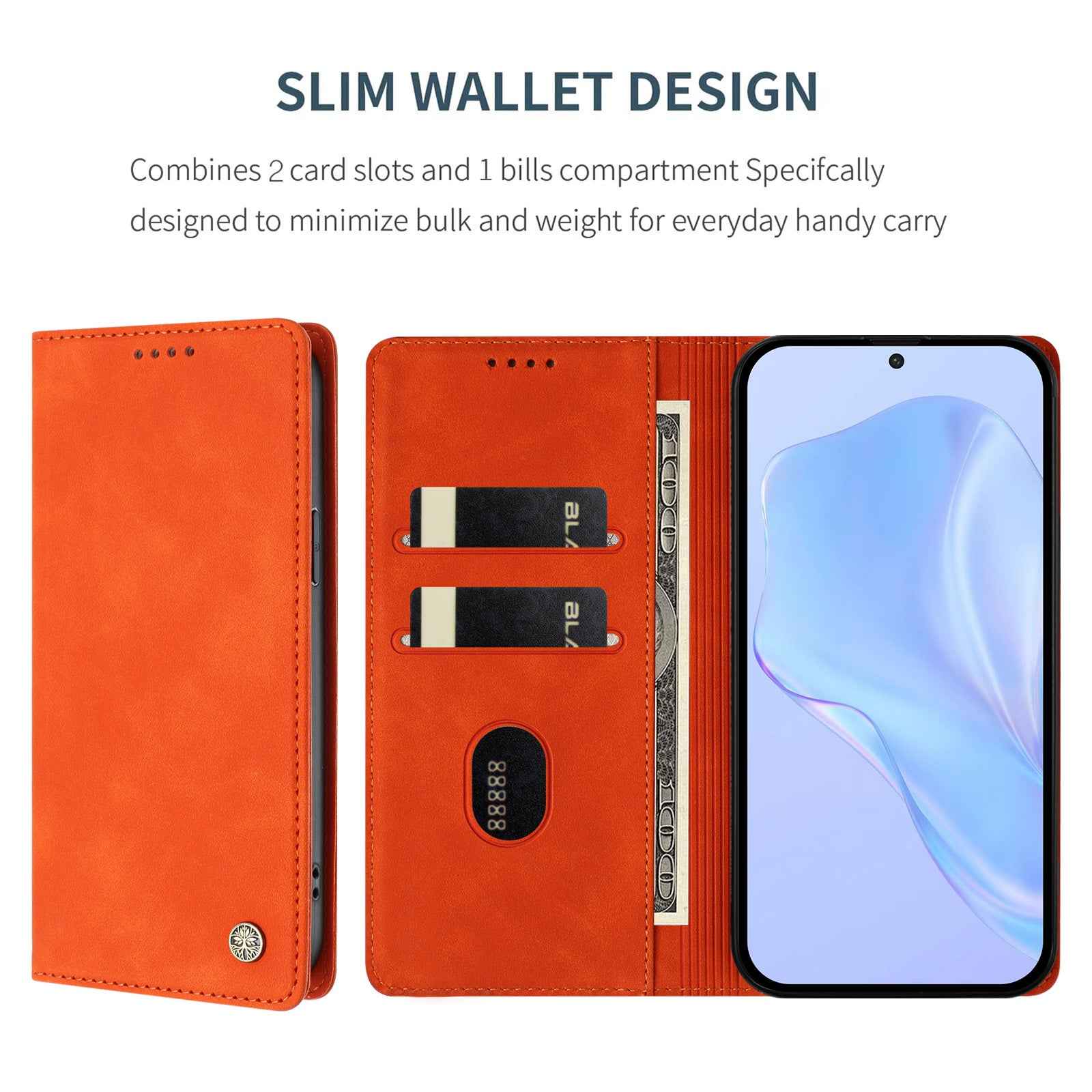 For Xiaomi 17 Ultra 5G Case HX RFID Blocking Wallet Stand Leather Flip Phone Cover - Orange