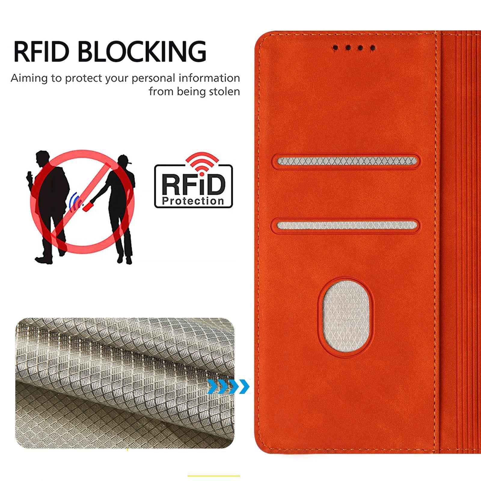 For Xiaomi 17 Ultra 5G Case HX RFID Blocking Wallet Stand Leather Flip Phone Cover - Orange