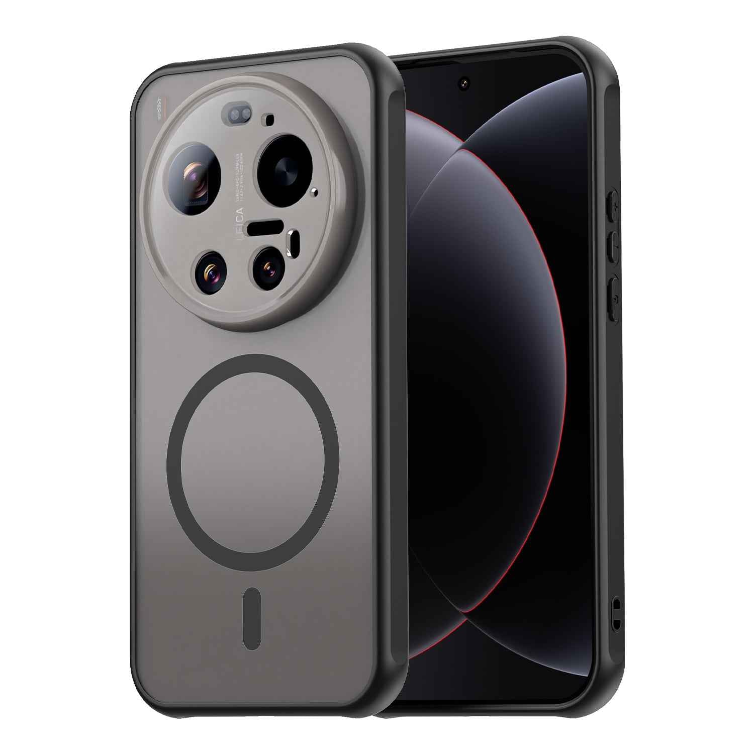 For Xiaomi 17 Ultra 5G Magnetic Case with Screen Film WANLONFENG FD Series Skin Touch TPU + PC Phone Back Cover - Black
