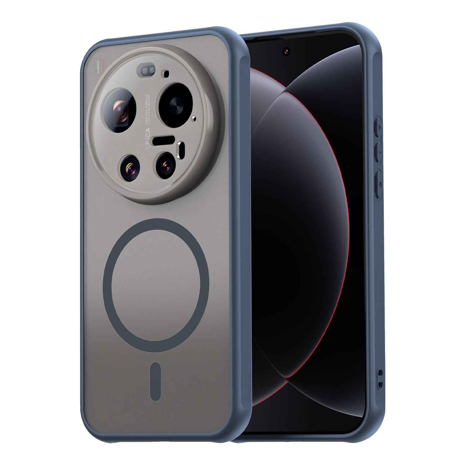 For Xiaomi 17 Ultra 5G Magnetic Case with Screen Film WANLONFENG FD Series Skin Touch TPU + PC Phone Back Cover - Blue