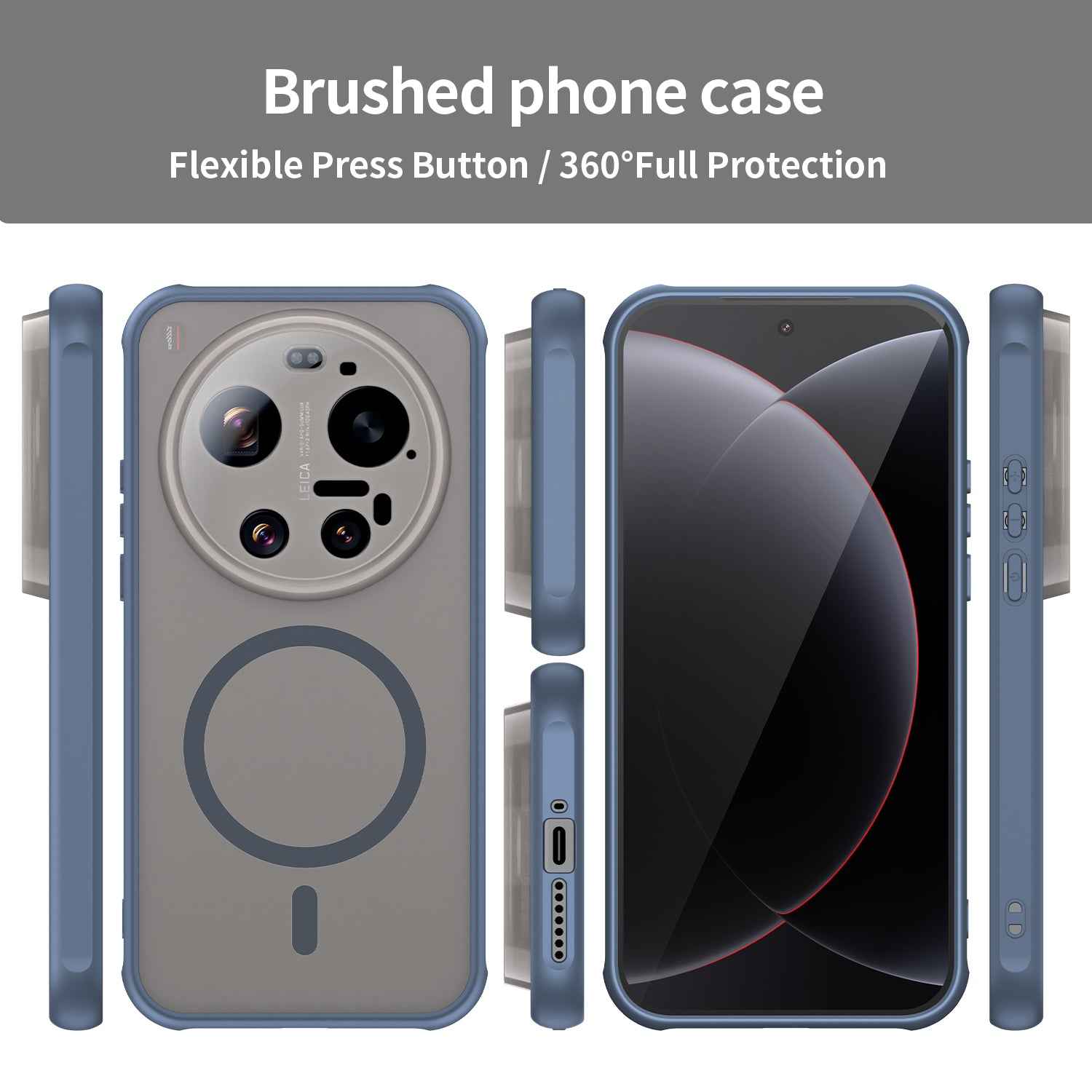 For Xiaomi 17 Ultra 5G Magnetic Case with Screen Film WANLONFENG FD Series Skin Touch TPU + PC Phone Back Cover - Blue