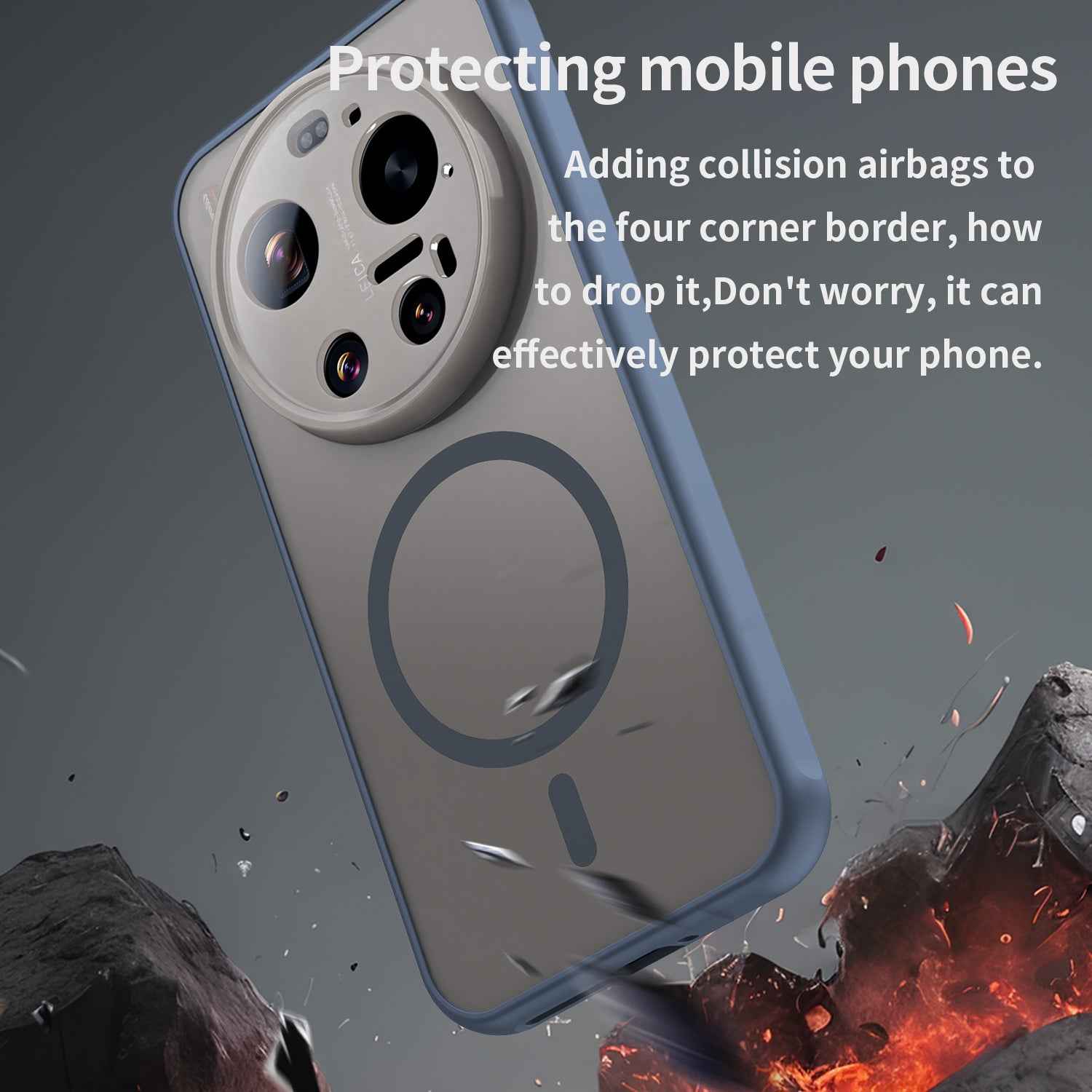 For Xiaomi 17 Ultra 5G Magnetic Case with Screen Film WANLONFENG FD Series Skin Touch TPU + PC Phone Back Cover - Blue