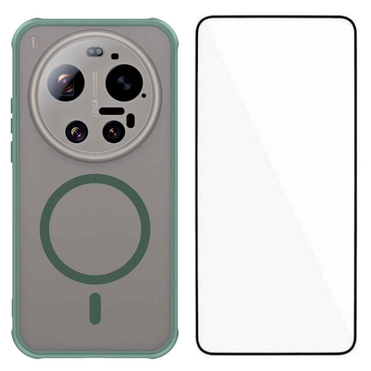 For Xiaomi 17 Ultra 5G Magnetic Case with Screen Film WANLONFENG FD Series Skin Touch TPU + PC Phone Back Cover - Green