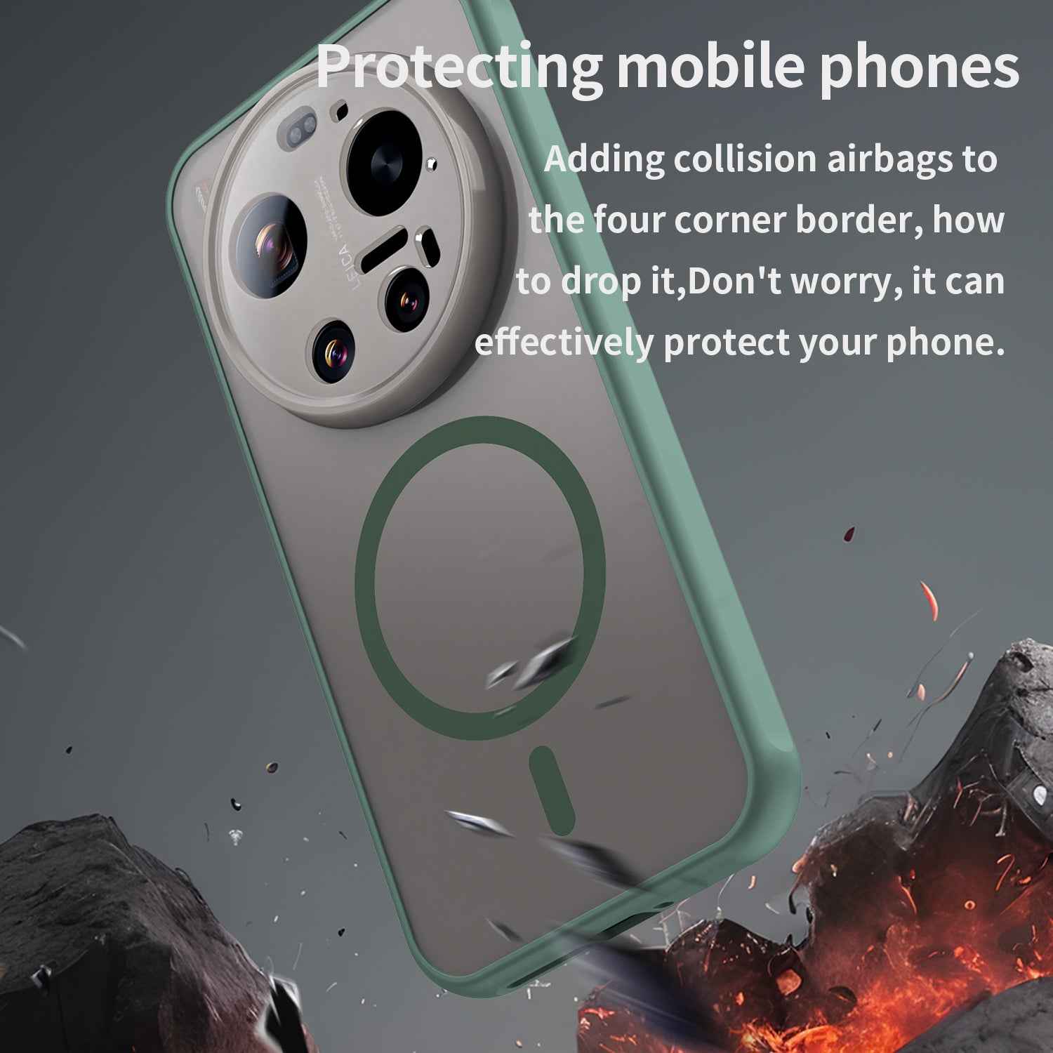 For Xiaomi 17 Ultra 5G Magnetic Case with Screen Film WANLONFENG FD Series Skin Touch TPU + PC Phone Back Cover - Green