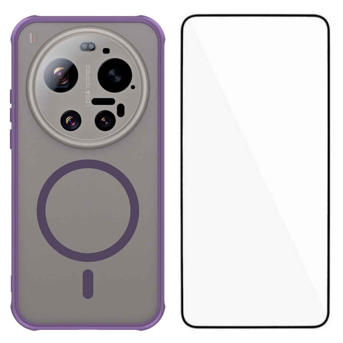 For Xiaomi 17 Ultra 5G Magnetic Case with Screen Film WANLONFENG FD Series Skin Touch TPU + PC Phone Back Cover - Purple