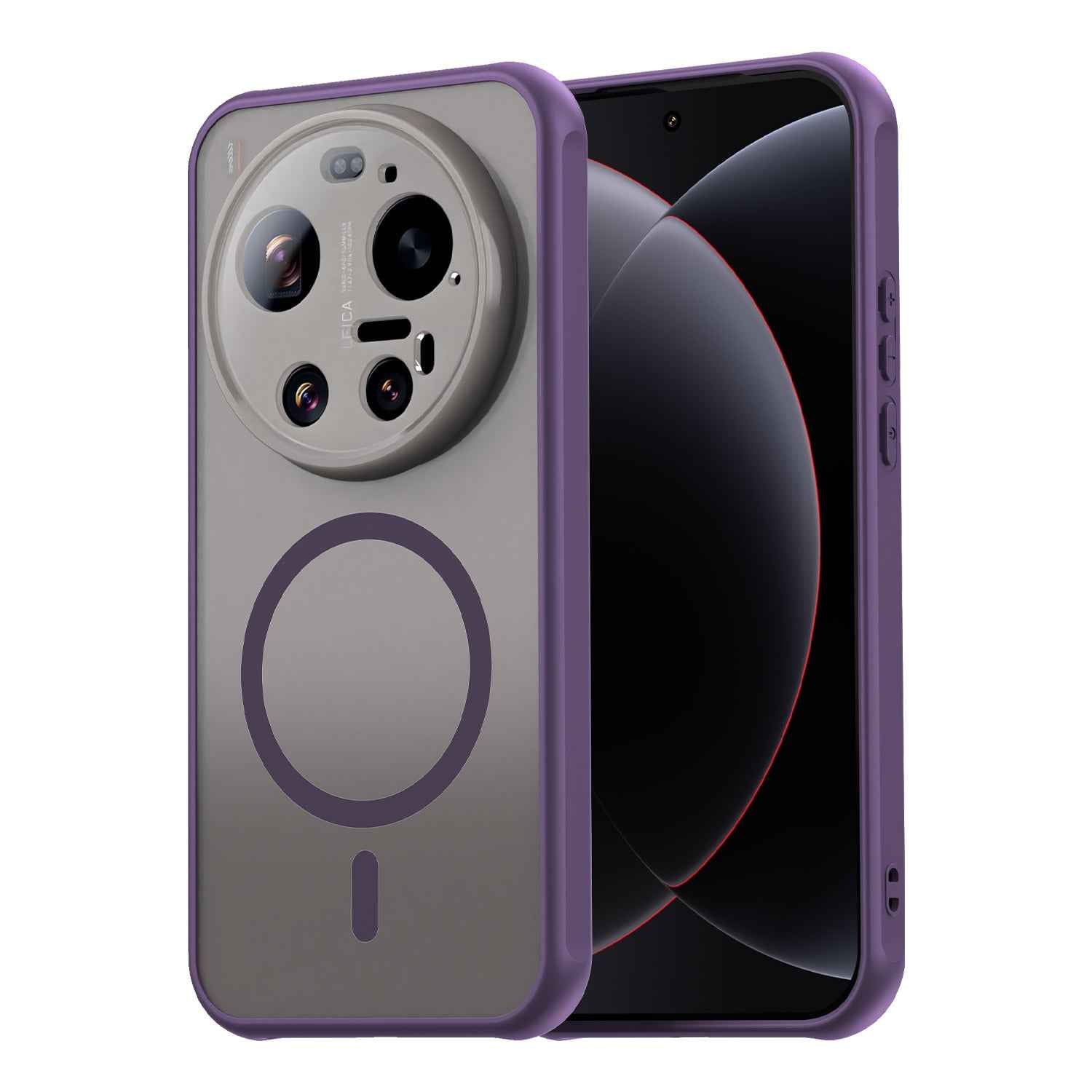 For Xiaomi 17 Ultra 5G Magnetic Case with Screen Film WANLONFENG FD Series Skin Touch TPU + PC Phone Back Cover - Purple