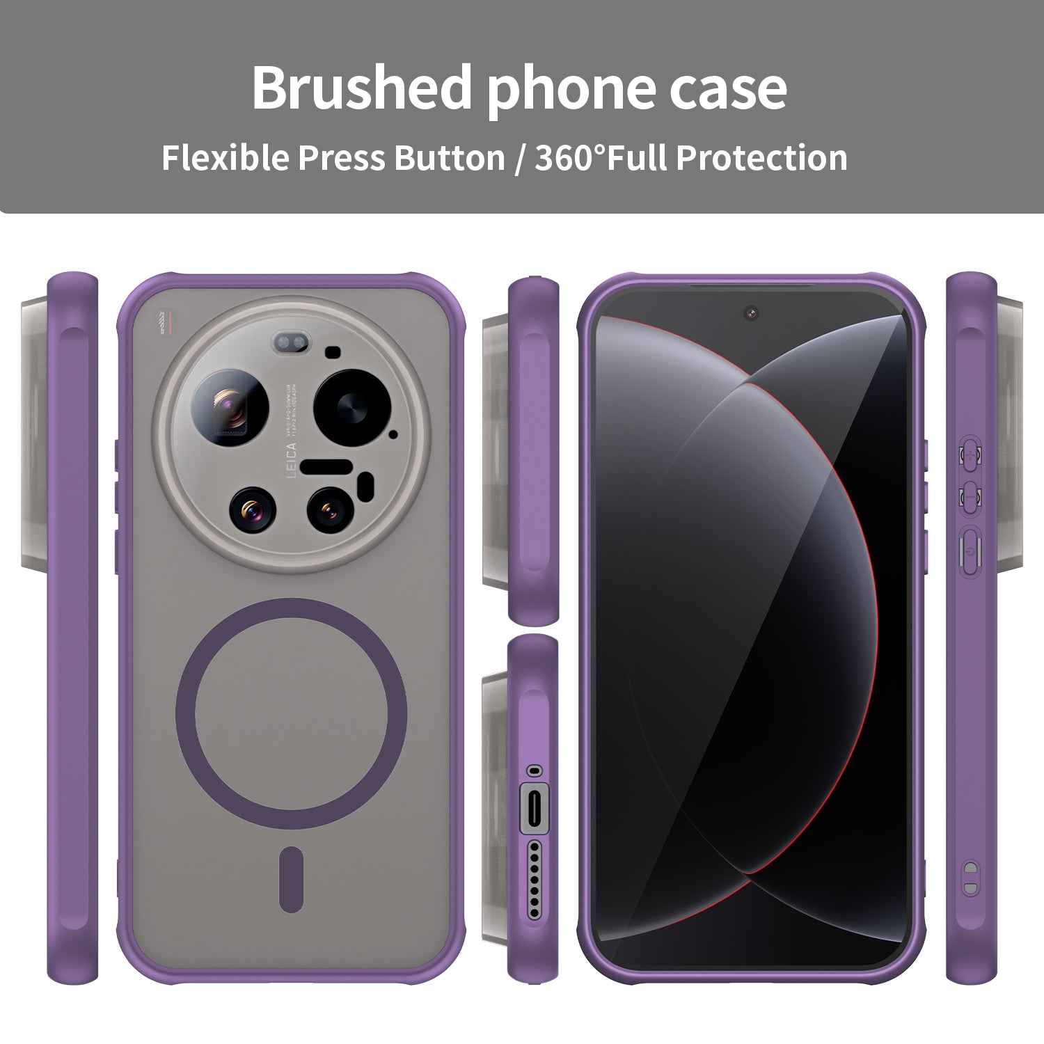 For Xiaomi 17 Ultra 5G Magnetic Case with Screen Film WANLONFENG FD Series Skin Touch TPU + PC Phone Back Cover - Purple
